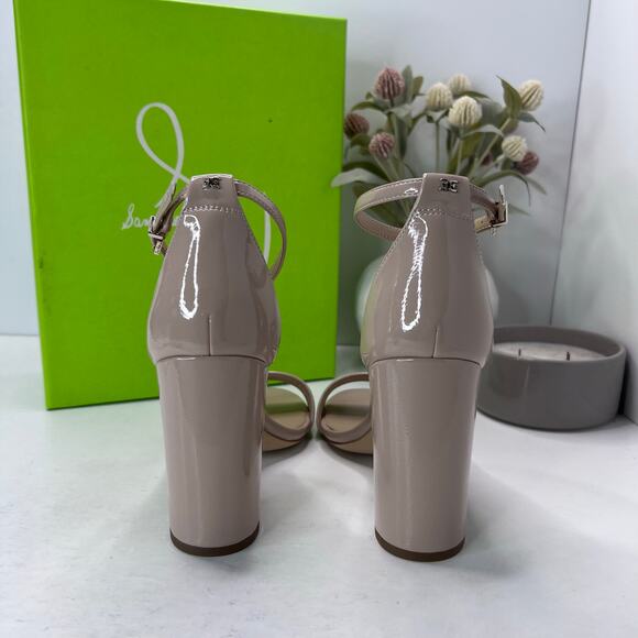 Sam Edelman Yaro Ankle Strap Block Heel Sandal Buckle Chai Latte Women 9.5 Wide - Picture 4 of 11